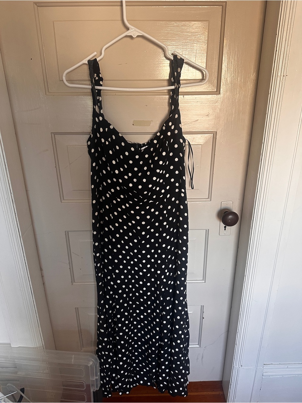 Reformation Black and White Polka Dot Slip Dress